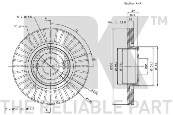 Bremsscheibe Vorderachse NK 313932 Bild Bremsscheibe Vorderachse NK 313932