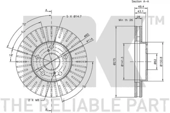 Bremsscheibe Vorderachse NK 314549 Bild Bremsscheibe Vorderachse NK 314549
