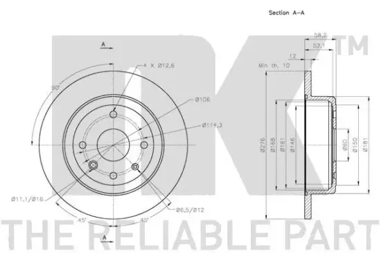 Bremsscheibe Hinterachse NK 315017 Bild Bremsscheibe Hinterachse NK 315017