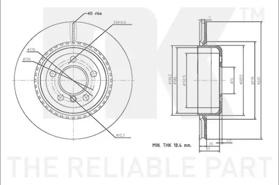 Bremsscheibe Hinterachse NK 3415114 Bild Bremsscheibe Hinterachse NK 3415114