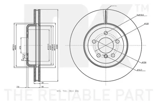 Bremsscheibe Vorderachse NK 3415122 Bild Bremsscheibe Vorderachse NK 3415122