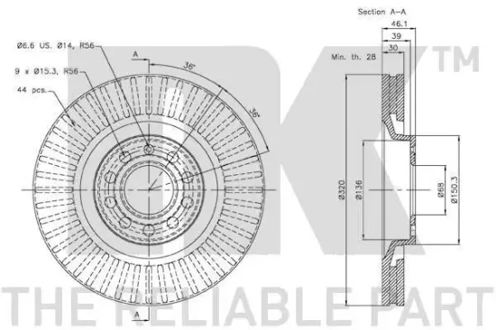 Bremsscheibe Vorderachse NK 3447107 Bild Bremsscheibe Vorderachse NK 3447107