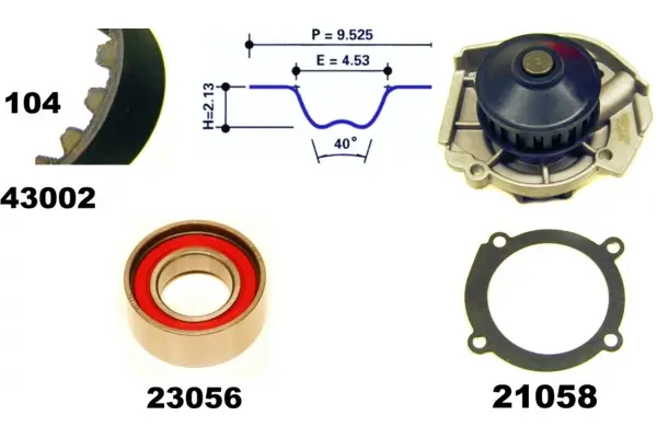 Wasserpumpe + Zahnriemensatz MAPCO 41002