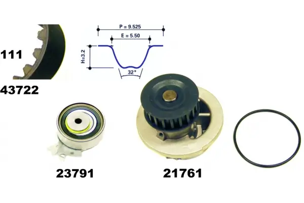 Wasserpumpe + Zahnriemensatz MAPCO 41722