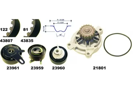 Wasserpumpe + Zahnriemensatz MAPCO 41819 Bild Wasserpumpe + Zahnriemensatz MAPCO 41819