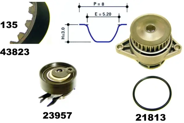 Wasserpumpe + Zahnriemensatz MAPCO 41823