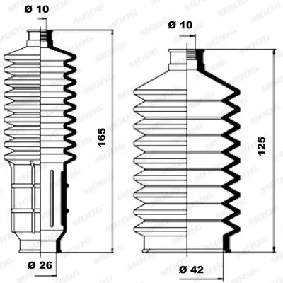 Faltenbalgsatz, Lenkung Vorderachse links Vorderachse rechts MOOG K150001 Bild Faltenbalgsatz, Lenkung Vorderachse links Vorderachse rechts MOOG K150001