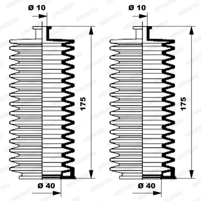 Faltenbalgsatz, Lenkung Vorderachse links Vorderachse rechts MOOG K150005 Bild Faltenbalgsatz, Lenkung Vorderachse links Vorderachse rechts MOOG K150005