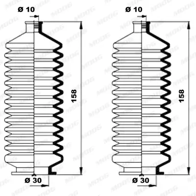 Faltenbalgsatz, Lenkung Vorderachse links Vorderachse rechts MOOG K150008 Bild Faltenbalgsatz, Lenkung Vorderachse links Vorderachse rechts MOOG K150008