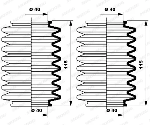 Faltenbalgsatz, Lenkung Vorderachse links Vorderachse rechts MOOG K150010 Bild Faltenbalgsatz, Lenkung Vorderachse links Vorderachse rechts MOOG K150010