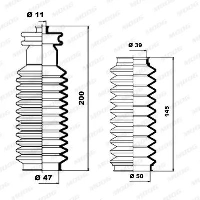 Faltenbalgsatz, Lenkung Vorderachse links Vorderachse rechts MOOG K150020 Bild Faltenbalgsatz, Lenkung Vorderachse links Vorderachse rechts MOOG K150020