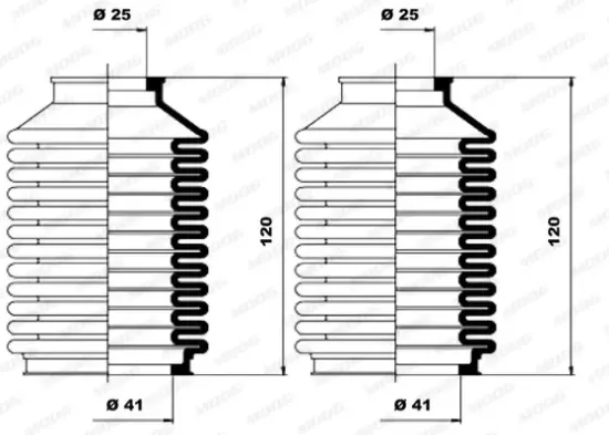 Faltenbalgsatz, Lenkung Vorderachse links Vorderachse rechts MOOG K150024 Bild Faltenbalgsatz, Lenkung Vorderachse links Vorderachse rechts MOOG K150024