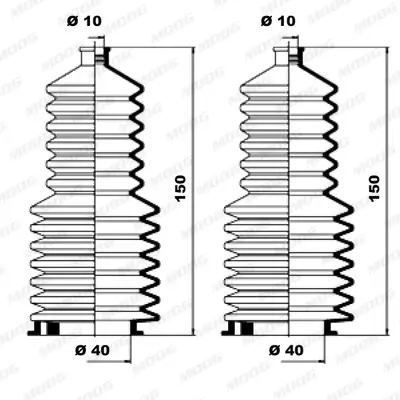 Faltenbalgsatz, Lenkung Vorderachse links Vorderachse rechts MOOG K150030 Bild Faltenbalgsatz, Lenkung Vorderachse links Vorderachse rechts MOOG K150030
