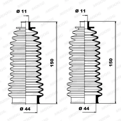 Faltenbalgsatz, Lenkung Vorderachse links Vorderachse rechts MOOG K150033 Bild Faltenbalgsatz, Lenkung Vorderachse links Vorderachse rechts MOOG K150033