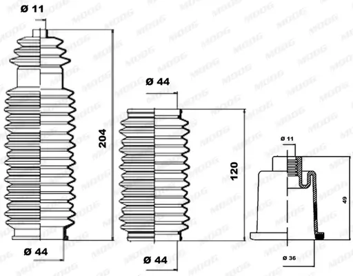 Faltenbalgsatz, Lenkung Vorderachse links Vorderachse rechts MOOG K150043 Bild Faltenbalgsatz, Lenkung Vorderachse links Vorderachse rechts MOOG K150043