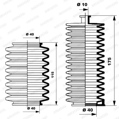 Faltenbalgsatz, Lenkung Vorderachse links Vorderachse rechts MOOG K150045 Bild Faltenbalgsatz, Lenkung Vorderachse links Vorderachse rechts MOOG K150045