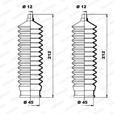 Faltenbalgsatz, Lenkung Vorderachse links Vorderachse rechts MOOG K150052 Bild Faltenbalgsatz, Lenkung Vorderachse links Vorderachse rechts MOOG K150052