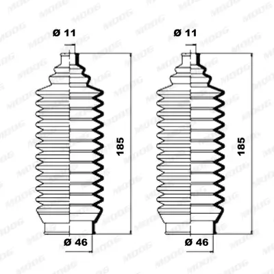 Faltenbalgsatz, Lenkung Vorderachse links Vorderachse rechts MOOG K150055 Bild Faltenbalgsatz, Lenkung Vorderachse links Vorderachse rechts MOOG K150055