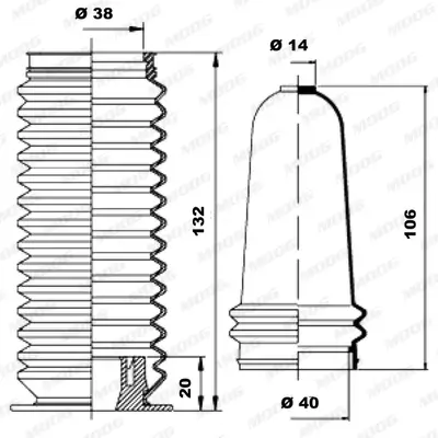 Faltenbalgsatz, Lenkung Vorderachse links Vorderachse rechts MOOG K150059 Bild Faltenbalgsatz, Lenkung Vorderachse links Vorderachse rechts MOOG K150059