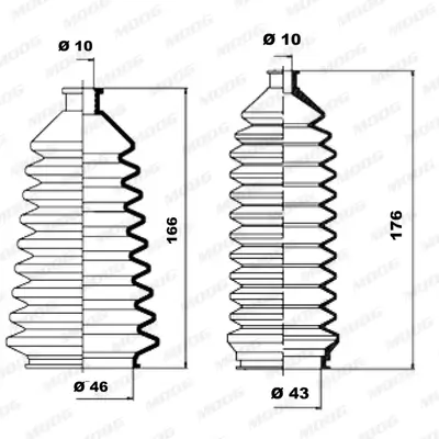 Faltenbalgsatz, Lenkung Vorderachse links Vorderachse rechts MOOG K150063 Bild Faltenbalgsatz, Lenkung Vorderachse links Vorderachse rechts MOOG K150063