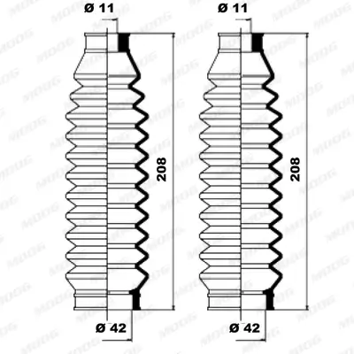 Faltenbalgsatz, Lenkung Vorderachse links Vorderachse rechts MOOG K150083