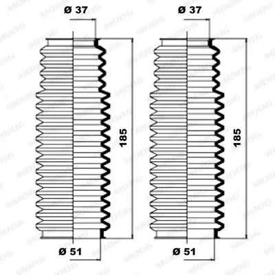 Faltenbalgsatz, Lenkung Vorderachse links Vorderachse rechts MOOG K150092 Bild Faltenbalgsatz, Lenkung Vorderachse links Vorderachse rechts MOOG K150092