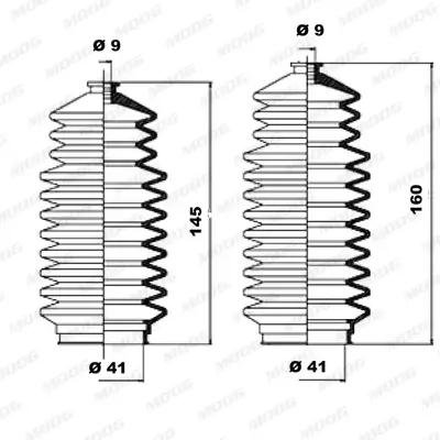 Faltenbalgsatz, Lenkung Vorderachse links Vorderachse rechts MOOG K150097 Bild Faltenbalgsatz, Lenkung Vorderachse links Vorderachse rechts MOOG K150097