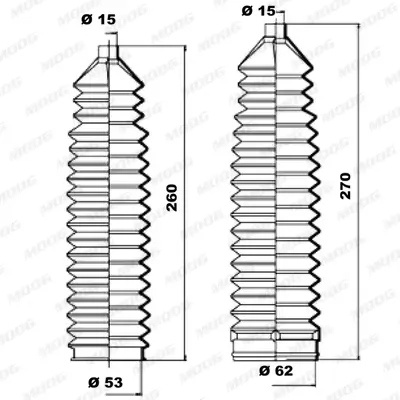 Faltenbalgsatz, Lenkung Vorderachse links Vorderachse rechts MOOG K150119 Bild Faltenbalgsatz, Lenkung Vorderachse links Vorderachse rechts MOOG K150119