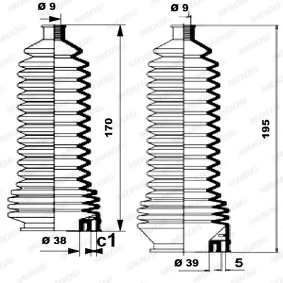 Faltenbalgsatz, Lenkung Vorderachse links Vorderachse rechts MOOG K150138 Bild Faltenbalgsatz, Lenkung Vorderachse links Vorderachse rechts MOOG K150138