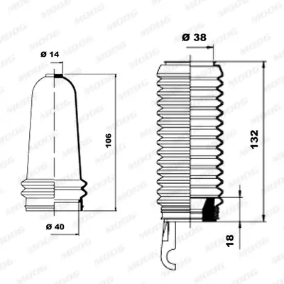Faltenbalgsatz, Lenkung Vorderachse links Vorderachse rechts MOOG K150152 Bild Faltenbalgsatz, Lenkung Vorderachse links Vorderachse rechts MOOG K150152