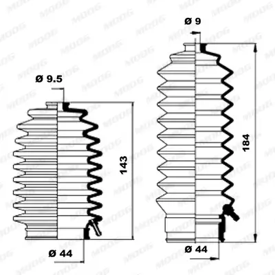 Faltenbalgsatz, Lenkung Vorderachse links Vorderachse rechts MOOG K150155 Bild Faltenbalgsatz, Lenkung Vorderachse links Vorderachse rechts MOOG K150155