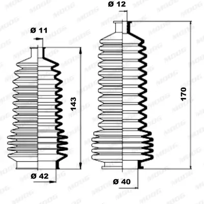 Faltenbalgsatz, Lenkung Vorderachse links Vorderachse rechts MOOG K150157 Bild Faltenbalgsatz, Lenkung Vorderachse links Vorderachse rechts MOOG K150157