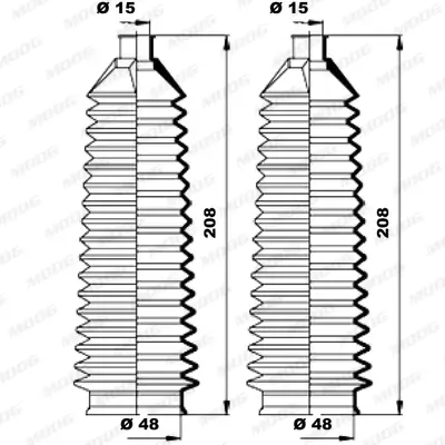 Faltenbalgsatz, Lenkung Vorderachse links Vorderachse rechts MOOG K150175 Bild Faltenbalgsatz, Lenkung Vorderachse links Vorderachse rechts MOOG K150175