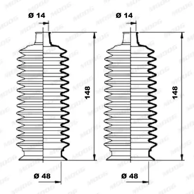 Faltenbalgsatz, Lenkung Vorderachse links Vorderachse rechts MOOG K150177 Bild Faltenbalgsatz, Lenkung Vorderachse links Vorderachse rechts MOOG K150177