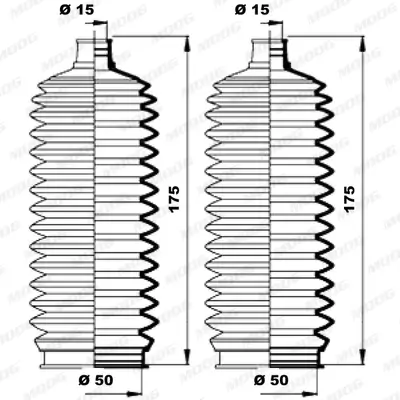 Faltenbalgsatz, Lenkung Vorderachse links Vorderachse rechts MOOG K150189 Bild Faltenbalgsatz, Lenkung Vorderachse links Vorderachse rechts MOOG K150189