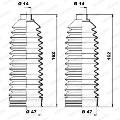 Faltenbalgsatz, Lenkung Vorderachse links Vorderachse rechts MOOG K150224 Bild Faltenbalgsatz, Lenkung Vorderachse links Vorderachse rechts MOOG K150224
