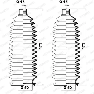 Faltenbalgsatz, Lenkung Vorderachse links Vorderachse rechts MOOG K150226 Bild Faltenbalgsatz, Lenkung Vorderachse links Vorderachse rechts MOOG K150226