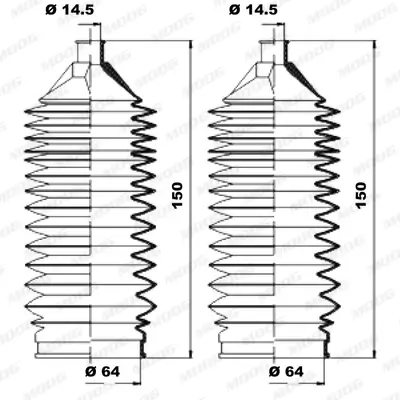 Faltenbalgsatz, Lenkung Vorderachse links Vorderachse rechts MOOG K150227 Bild Faltenbalgsatz, Lenkung Vorderachse links Vorderachse rechts MOOG K150227