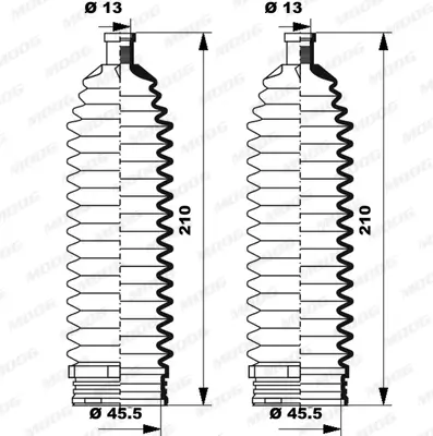 Faltenbalgsatz, Lenkung Vorderachse links Vorderachse rechts MOOG K150234 Bild Faltenbalgsatz, Lenkung Vorderachse links Vorderachse rechts MOOG K150234