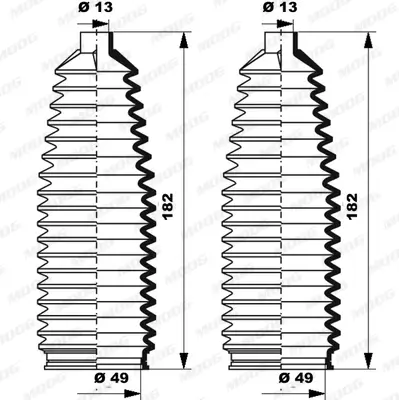 Faltenbalgsatz, Lenkung Vorderachse links Vorderachse rechts MOOG K150236 Bild Faltenbalgsatz, Lenkung Vorderachse links Vorderachse rechts MOOG K150236