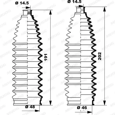 Faltenbalgsatz, Lenkung Vorderachse links Vorderachse rechts MOOG K150248 Bild Faltenbalgsatz, Lenkung Vorderachse links Vorderachse rechts MOOG K150248