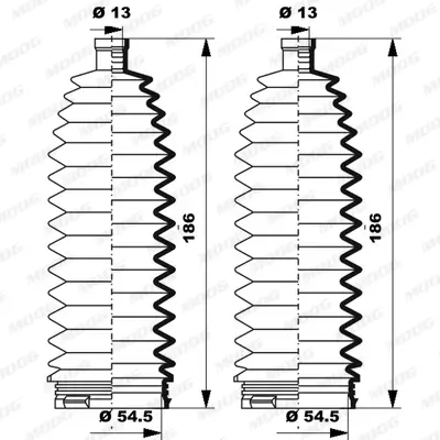 Faltenbalgsatz, Lenkung Vorderachse links Vorderachse rechts MOOG K150253 Bild Faltenbalgsatz, Lenkung Vorderachse links Vorderachse rechts MOOG K150253