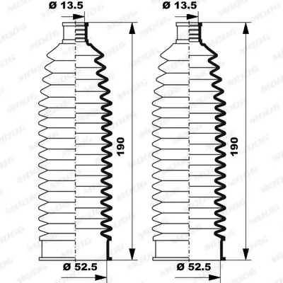 Faltenbalgsatz, Lenkung Vorderachse links Vorderachse rechts MOOG K150254 Bild Faltenbalgsatz, Lenkung Vorderachse links Vorderachse rechts MOOG K150254
