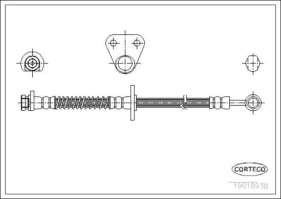 Bremsschlauch Vorderachse rechts CORTECO 19018938 Bild Bremsschlauch Vorderachse rechts CORTECO 19018938