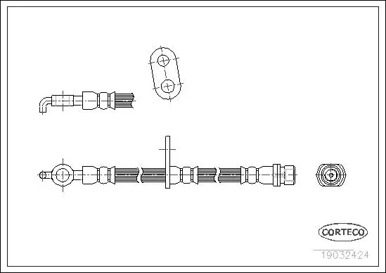Bremsschlauch Vorderachse rechts CORTECO 19032424 Bild Bremsschlauch Vorderachse rechts CORTECO 19032424