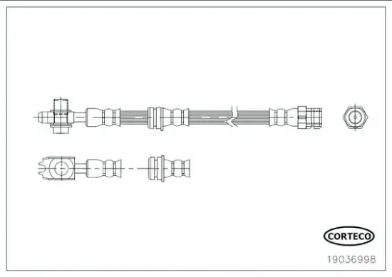Bremsschlauch Vorderachse links Vorderachse rechts CORTECO 19036998 Bild Bremsschlauch Vorderachse links Vorderachse rechts CORTECO 19036998