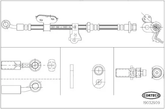 Bremsschlauch Vorderachse rechts CORTECO 19032909 Bild Bremsschlauch Vorderachse rechts CORTECO 19032909