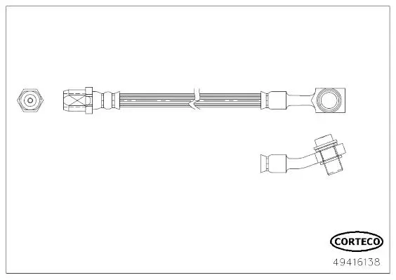 Bremsschlauch Hinterachse Hinterachse links Hinterachse rechts CORTECO 49416138