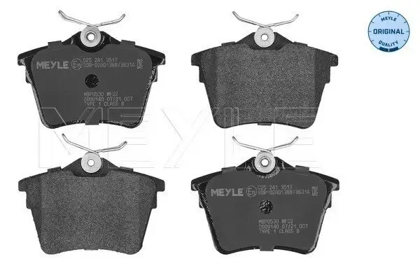 Bremsbelagsatz, Scheibenbremse Hinterachse MEYLE 025 241 3517