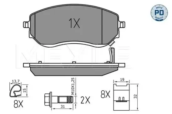 Bremsbelagsatz, Scheibenbremse Vorderachse MEYLE 025 226 6021/PD Bild Bremsbelagsatz, Scheibenbremse Vorderachse MEYLE 025 226 6021/PD